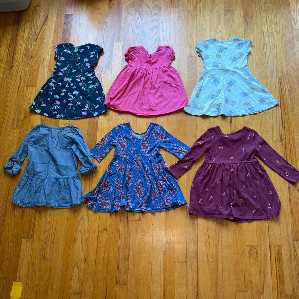 Toddler Girls Dress Lot 6pc 4 Carter's Disney Frozen Old Navy Cat & Jack Bundle